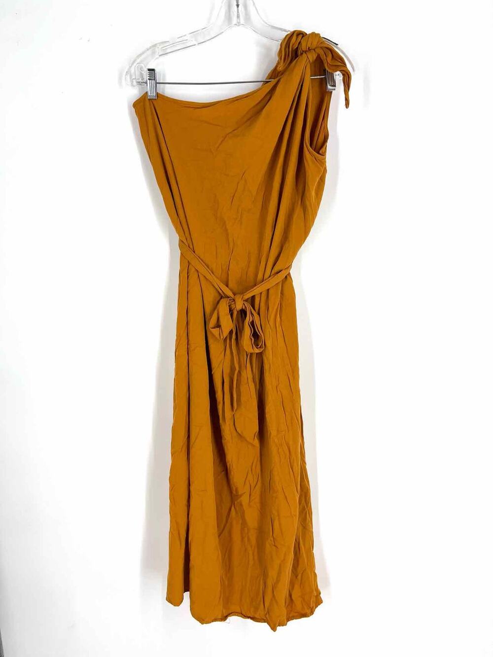 Antonio Melani Size XL Goldenrod One Shoulder Belted Designer Dress